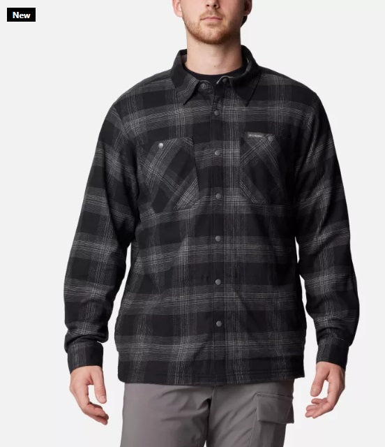 MEN'S FLEECE LINED SHIRT JACKET - BLACK BUFFALO TARTAN