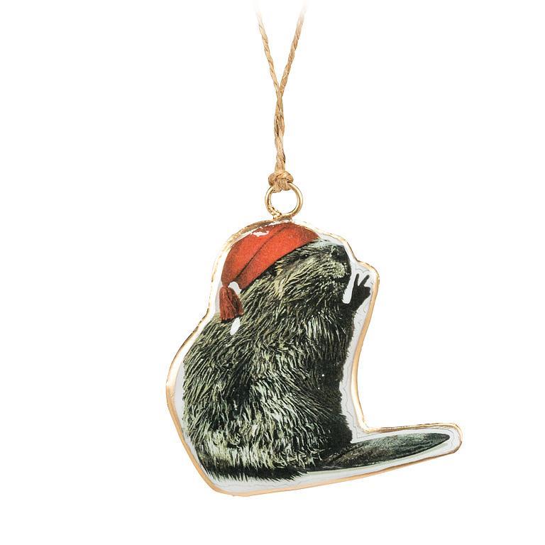 VOYAGEUR BEAVER ORNAMENT 2.5"H