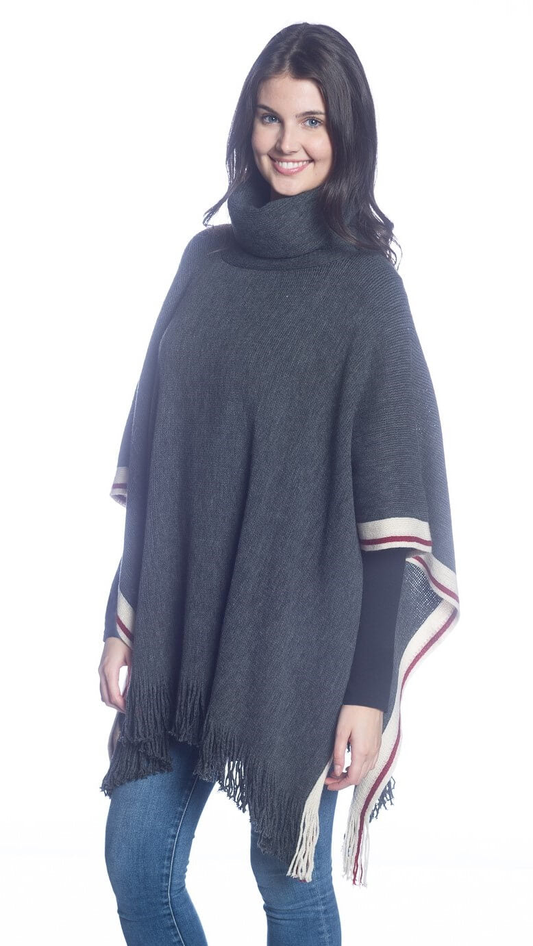 WOMEN'S PONCHO CAPE - CHARCOAL MELANGE