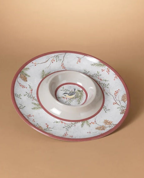 CHICKADEE DESIGN CHIP & DIP PLATE