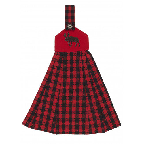 APEX - BUFFALO RED PLAID WITH MOOSE HANGING TEA TOWEL